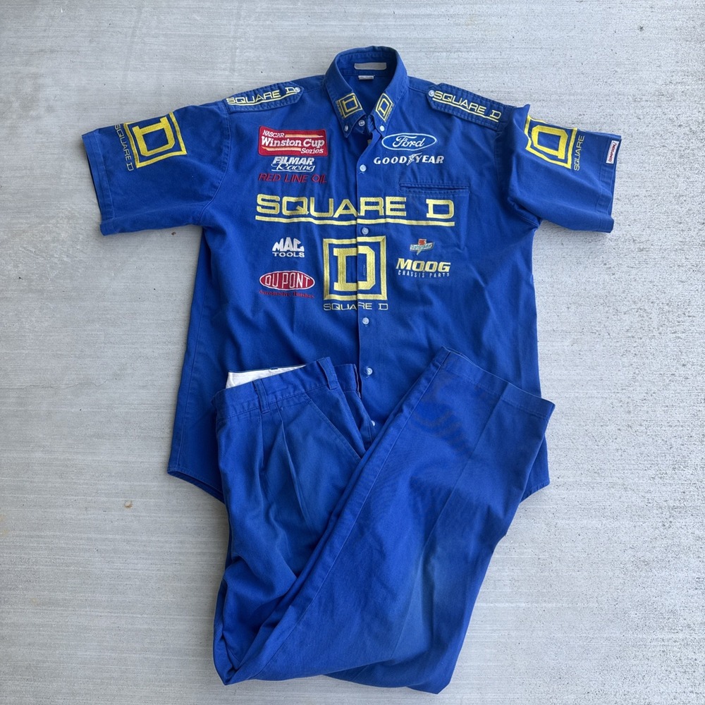Vintage Simpson Square D Nascar Racing Pit Crew Uniform Blue Wallace Hamilton